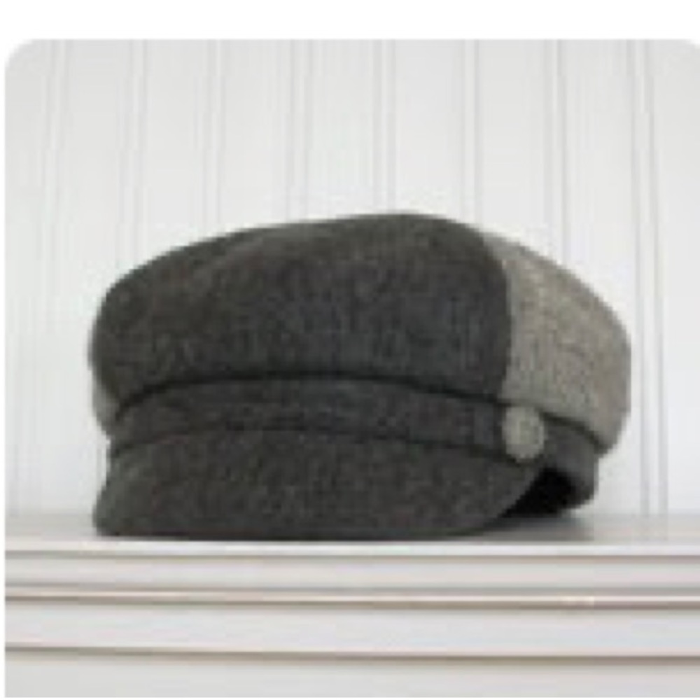 Charcoal gray and heathered gray wool newsboy cap